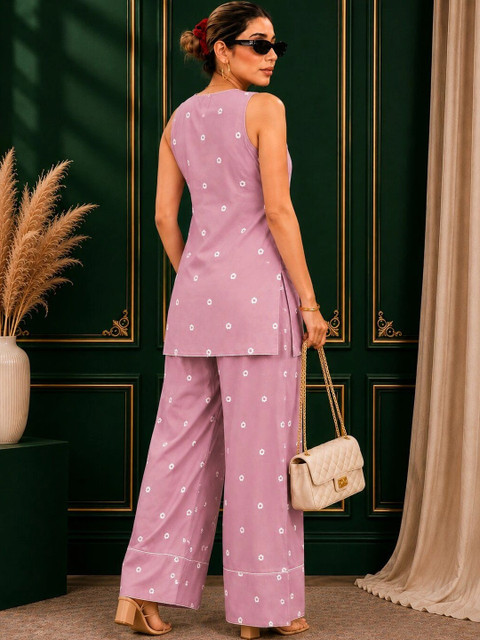 Sangria Women Floral Printed Top with Trousers - Image 2