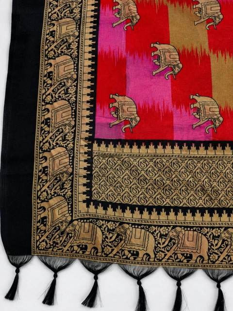 SAHINA DUPATTA Ethnic Motifs Printed Art Silk Kalamkari Dupatta - Image 4
