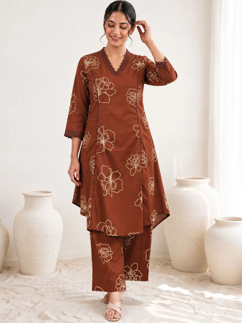 LABEL BY NAVNARI Cotton Printed Tunic with Trousers