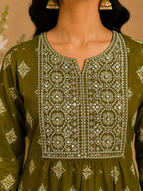 Araaha Women Ethnic Motifs Embellished Mirror Work Anarkali Kurta - Image 2