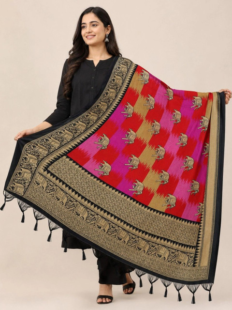 SAHINA DUPATTA Ethnic Motifs Printed Art Silk Kalamkari Dupatta