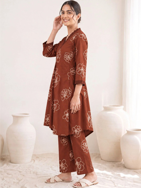LABEL BY NAVNARI Cotton Printed Tunic with Trousers - Image 3