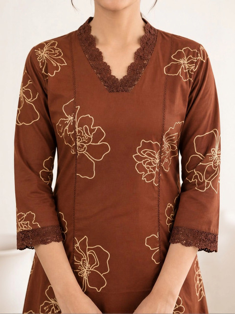 LABEL BY NAVNARI Cotton Printed Tunic with Trousers - Image 2