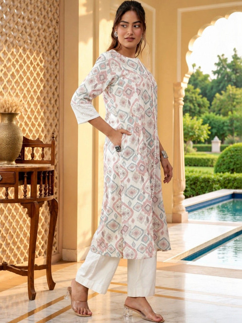 Anouk Women Geometric Printed Indie Prints Kurta - Image 5