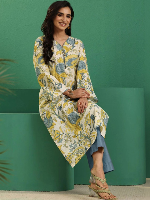 Libas Women Floral Printed Flared Sleeves Floral Kurta
