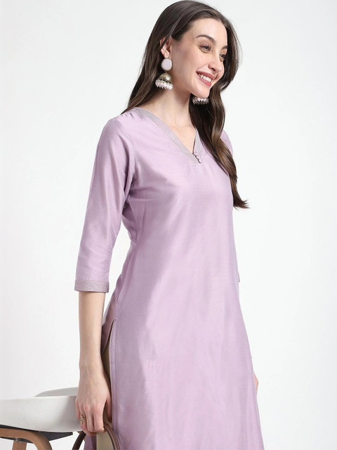 R&B Women Solid V-Neck Kurta - Image 4