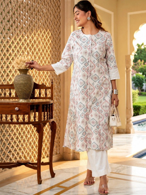 Anouk Women Geometric Printed Indie Prints Kurta - Image 3