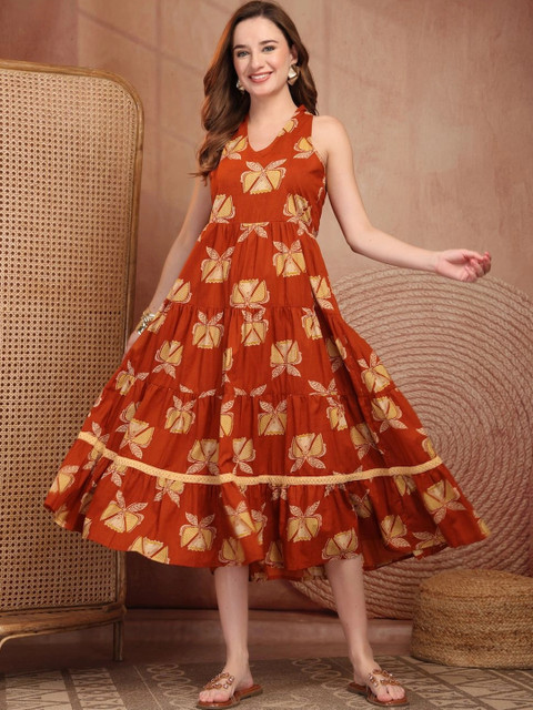 A&K Printed Pure Cotton A-Line Dresses