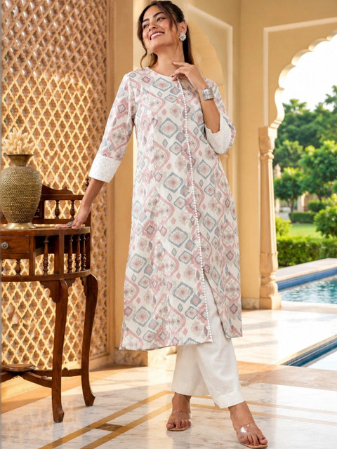 Anouk Women Geometric Printed Indie Prints Kurta - Image 7