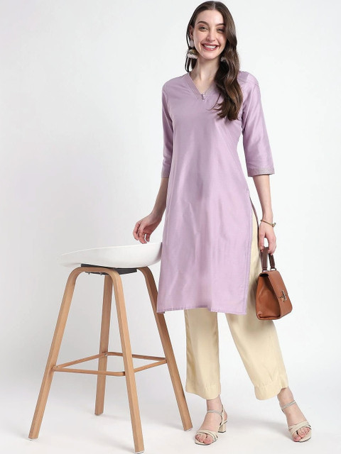 R&B Women Solid V-Neck Kurta - Image 2