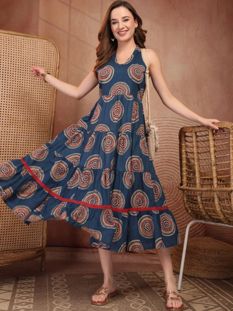 A&K Women Printed Pure Cotton A-Line Dresses - Image 5