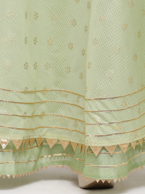 SOUNDARYA Women Olive Gold Print Ethnic Skirts - Image 7