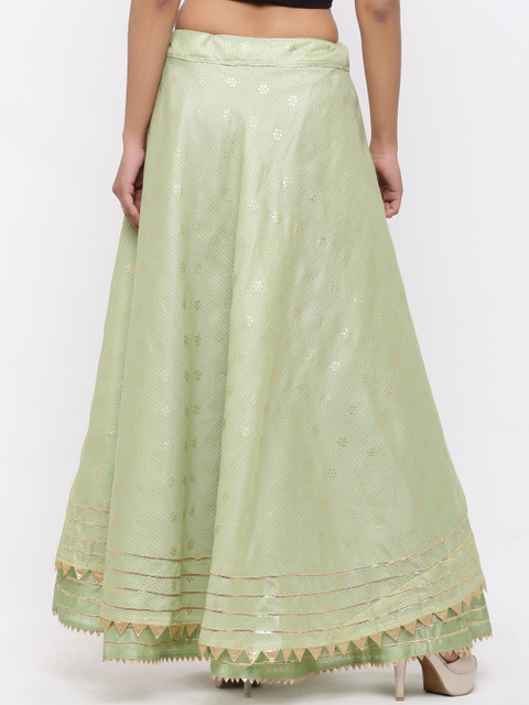 SOUNDARYA Women Olive Gold Print Ethnic Skirts - Image 4