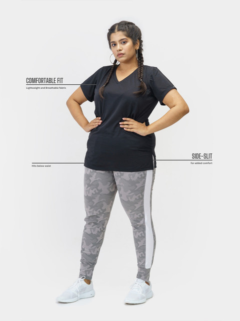 SPIRIT ANIMAL Women Plus Size Relaxed Fit Solid V Neck Tshirts - Image 6