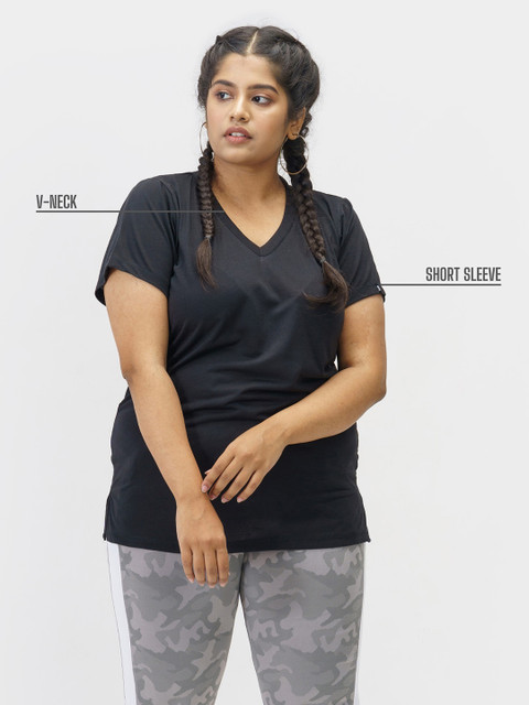 SPIRIT ANIMAL Women Plus Size Relaxed Fit Solid V Neck Tshirts - Image 7