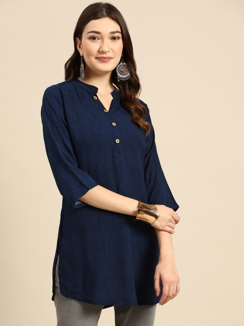 Sangria Navy Blue Printed Kurti - Image 3