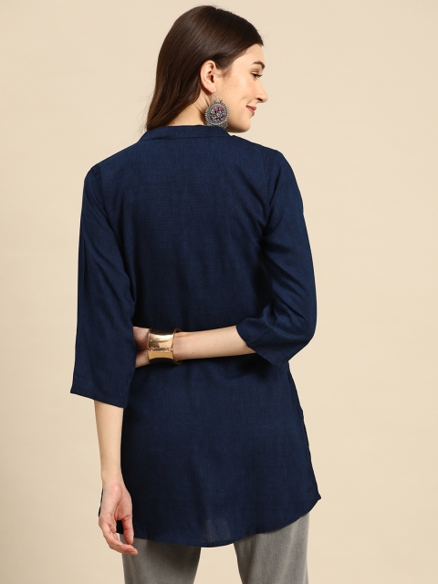 Sangria Navy Blue Printed Kurti - Image 5