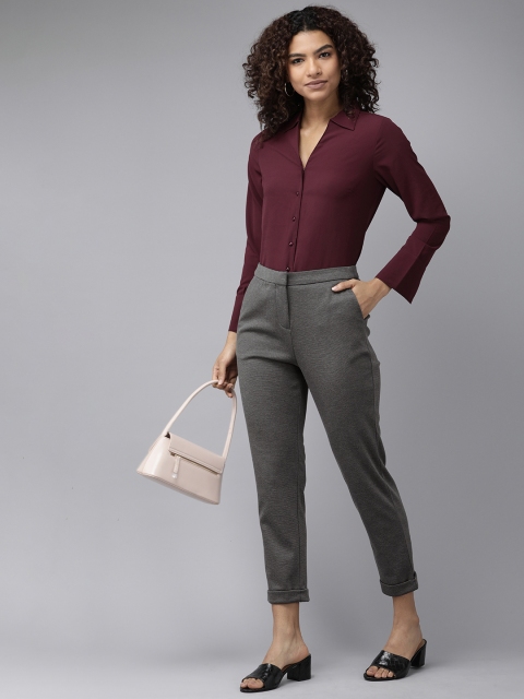 Van Heusen Woman Women Mid Rise Striped Trousers - Image 4