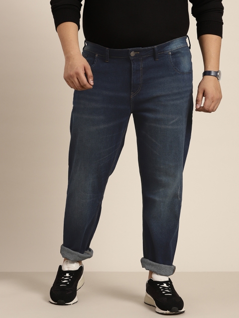 Sztori Men Plus Size Slim Tapered Fit Light Fade Stretchable Jeans