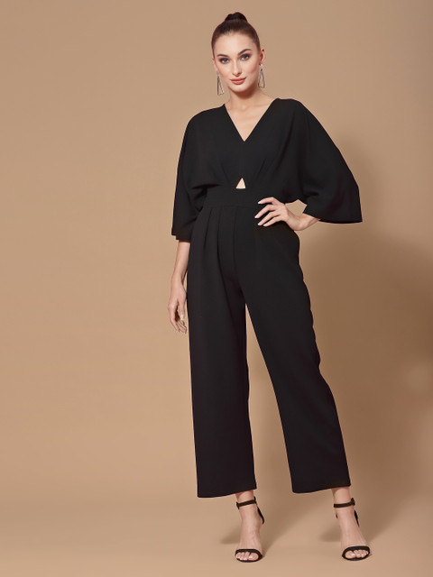 KASSUALLY Black Solid Basic Jumpsuit