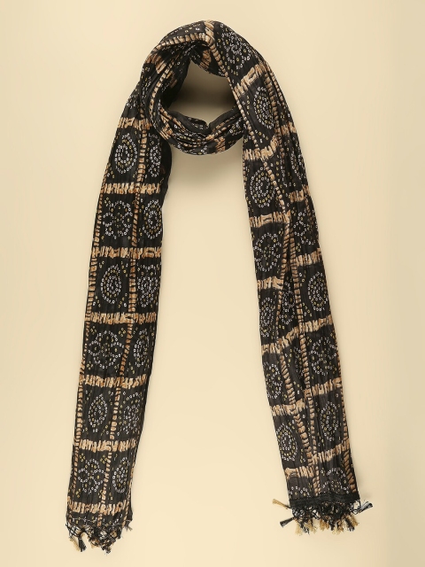 Dupatta Bazaar Black & Gold-Toned Printed Dupatta - Image 7