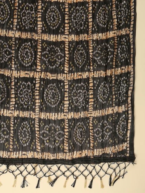 Dupatta Bazaar Black & Gold-Toned Printed Dupatta - Image 2