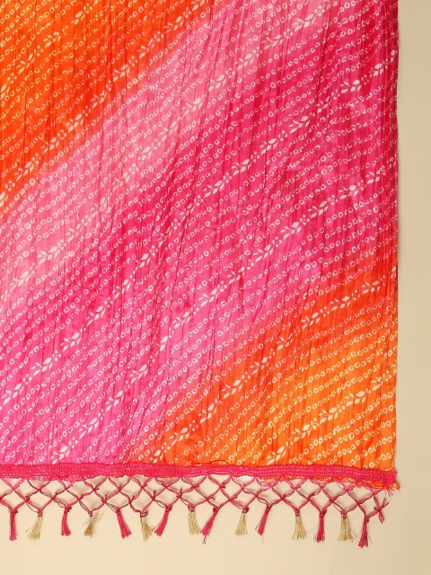 Dupatta Bazaar Pink & Orange Printed Dupatta - Image 2