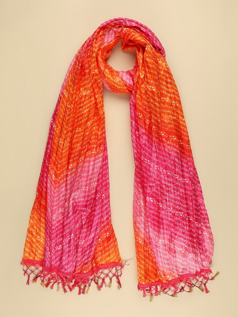 Dupatta Bazaar Pink & Orange Printed Dupatta - Image 7