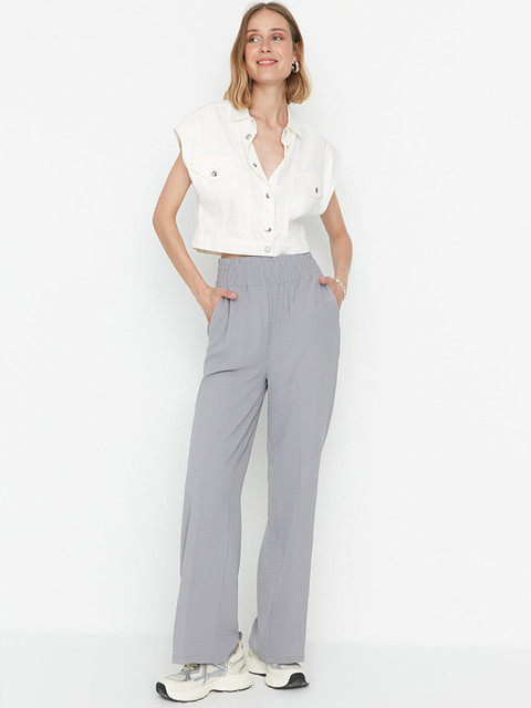 Trendyol Women Grey Parallel Trousers