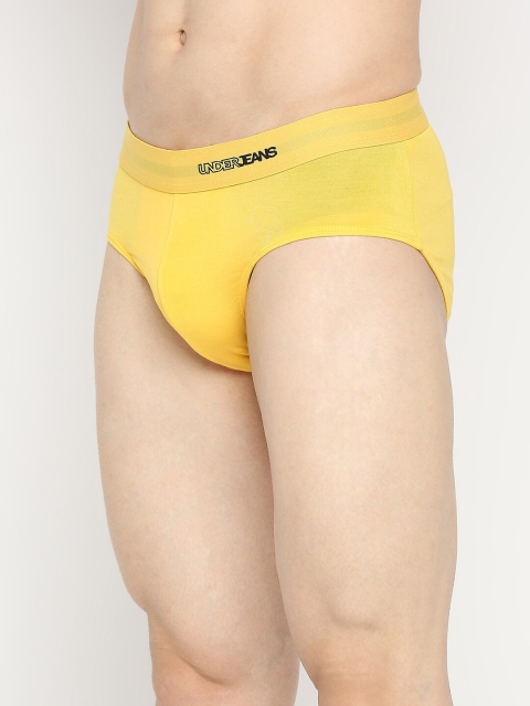 UnderJeans by Spykar Men Yellow Solid Brief - Image 3