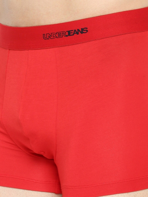 UnderJeans by Spykar Men Red Solid Micromodal Trunk - Image 6