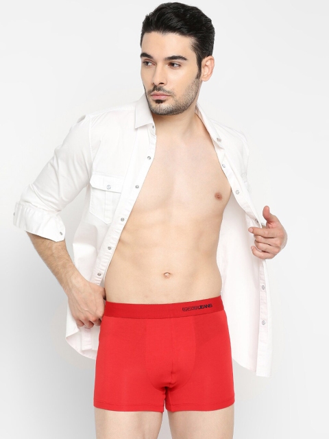UnderJeans by Spykar Men Red Solid Micromodal Trunk - Image 5