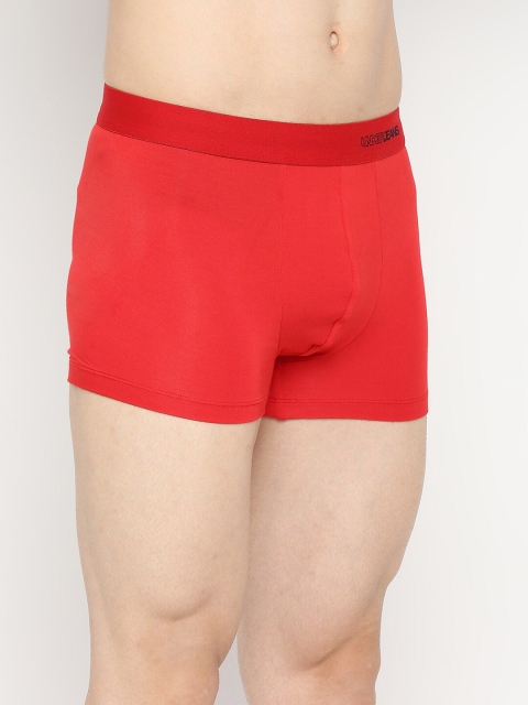 UnderJeans by Spykar Men Red Solid Micromodal Trunk - Image 2