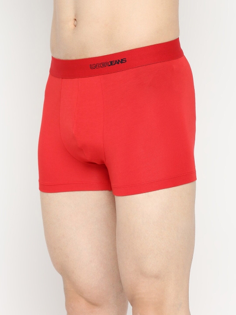 UnderJeans by Spykar Men Red Solid Micromodal Trunk - Image 3