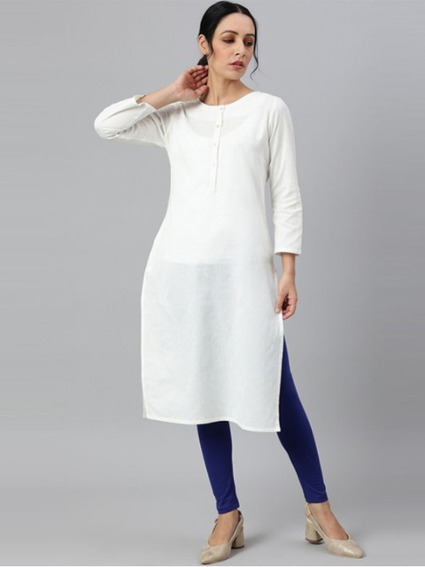 KEX Women Pack of 2 Blue & Black Solid Cotton Ankle Length Leggings - Image 8