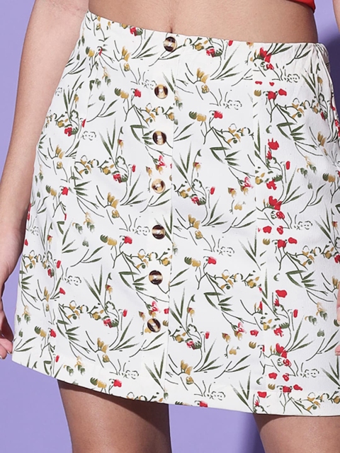 Trend Arrest Women White Printed A-Line Skirts - Image 4