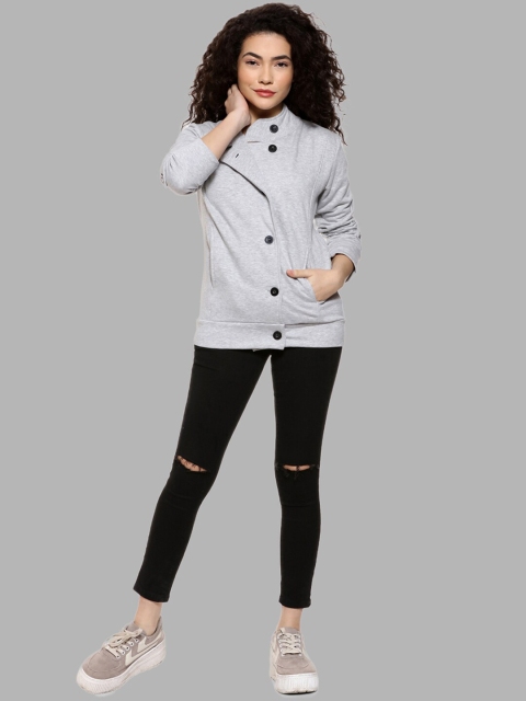 Campus Sutra Women Grey Windcheater Outdoor Tailored Jacket - Image 6