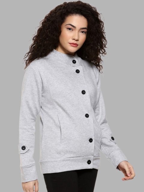 Campus Sutra Women Grey Windcheater Outdoor Tailored Jacket - Image 3