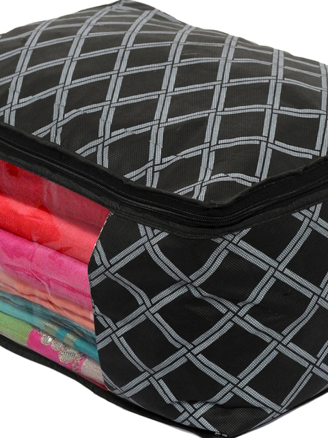 Kuber Industries 6 Pcs Check Print Foldable Saree Cover Clothes Storage Organiser - Image 5