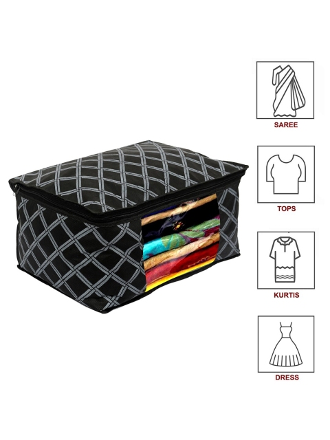 Kuber Industries 6 Pcs Check Print Foldable Saree Cover Clothes Storage Organiser - Image 4