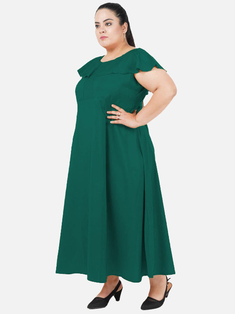 Indietoga Plus Size Women Solid Crepe A-Line Maxi Dress - Image 4