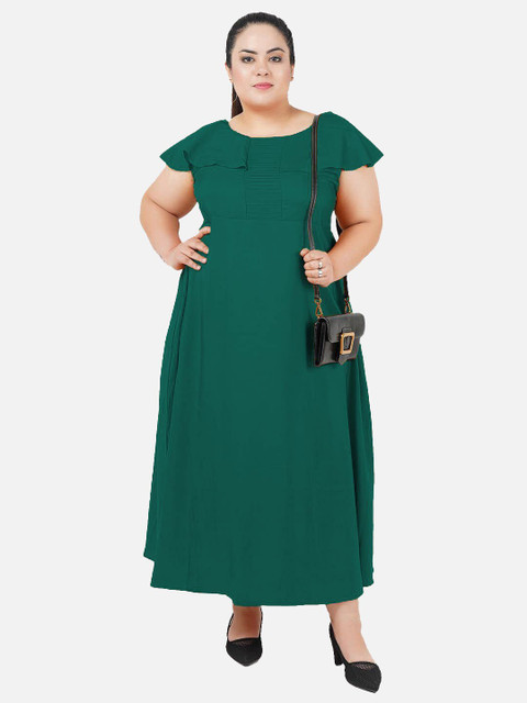 Indietoga Plus Size Women Solid Crepe A-Line Maxi Dress - Image 6