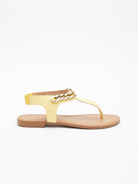Tokyo Talkies Women Yellow T-Strap Flats - Image 4
