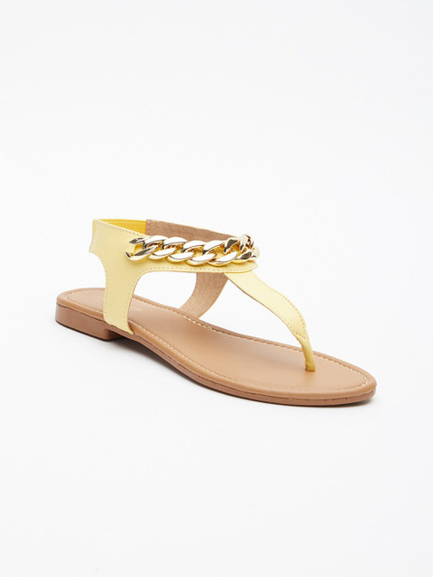 Tokyo Talkies Women Yellow T-Strap Flats - Image 2