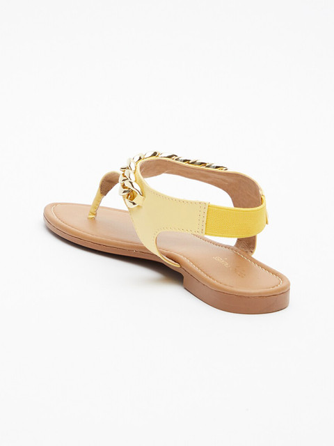 Tokyo Talkies Women Yellow T-Strap Flats - Image 3