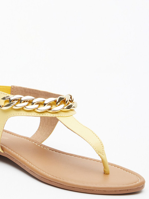 Tokyo Talkies Women Yellow T-Strap Flats - Image 6
