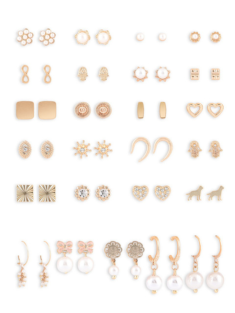 Zaveri Pearls Woman Set of 25 Contemporary Studs Earrings - Image 2