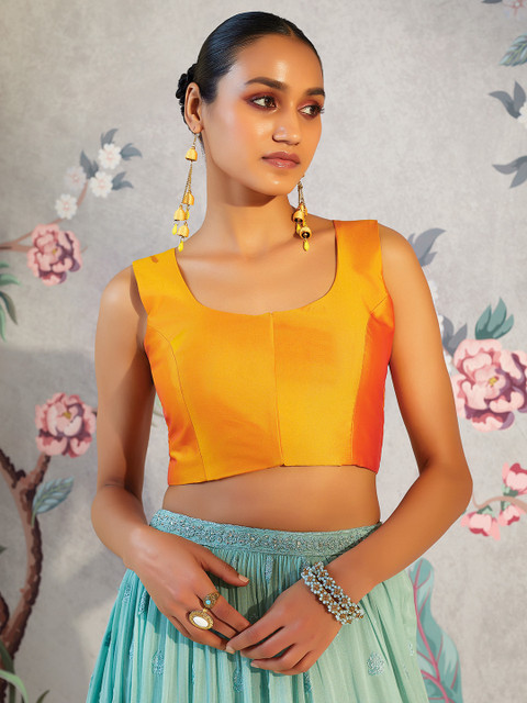 Soch Woman Solid Silk Saree Blouse