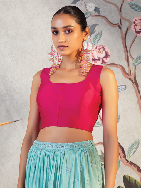 Soch Women Pink Solid Saree Blouse