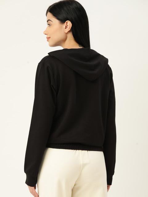 ETC Women Black Solid Hooded Sweatshirt - Image 4